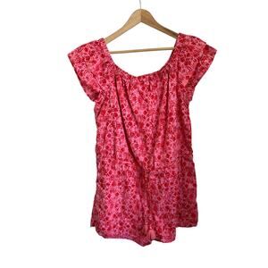 Vineyard Vines Off Shoulder‎ Linen Romper XL Coastal Preppy Summer Outfit